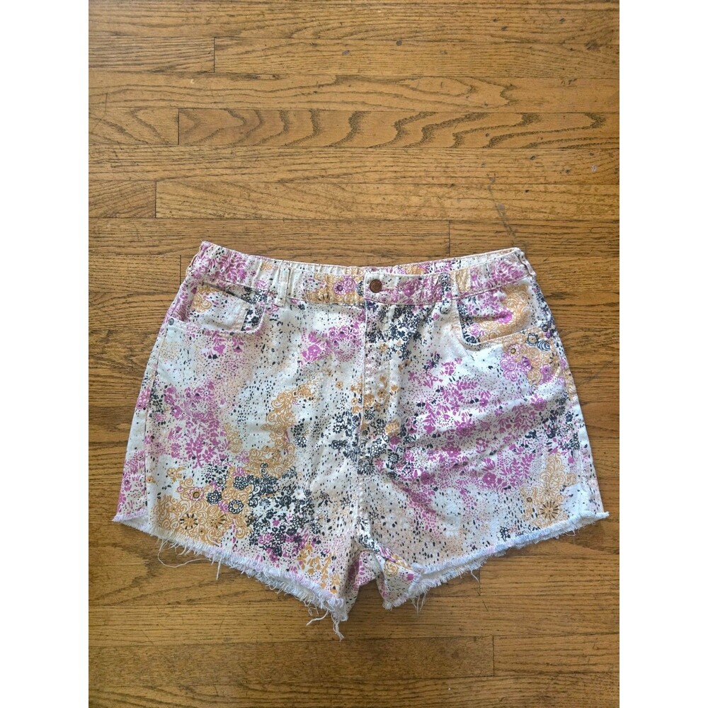 Anthropologie Pilcro High Rise Scrunchie Denim Shorts Printed Size X-Large